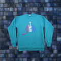 Jerzees Vintage Seattle City Sky Line Space Needle Raglan Sweatshirt Xl Men Pullover Crew Neck Multi