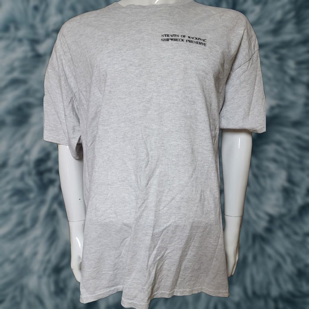 Gildan Vintage Straits Of Mackinac Shipwreck Preserve T Shirt 2xl Gildan Mens Gray Cotton Blend Crew Hoodie, Sweatshirt