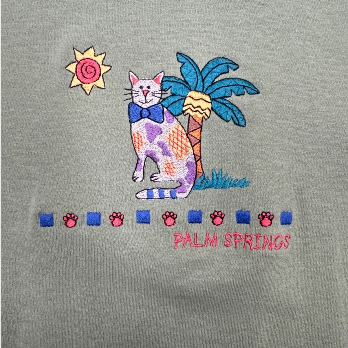 Vintage Aristokatz Palm Springs Cat Embroidered Tee Med Nwt Vintage Hoodie, Sweatshirt | FlexRushtees.com