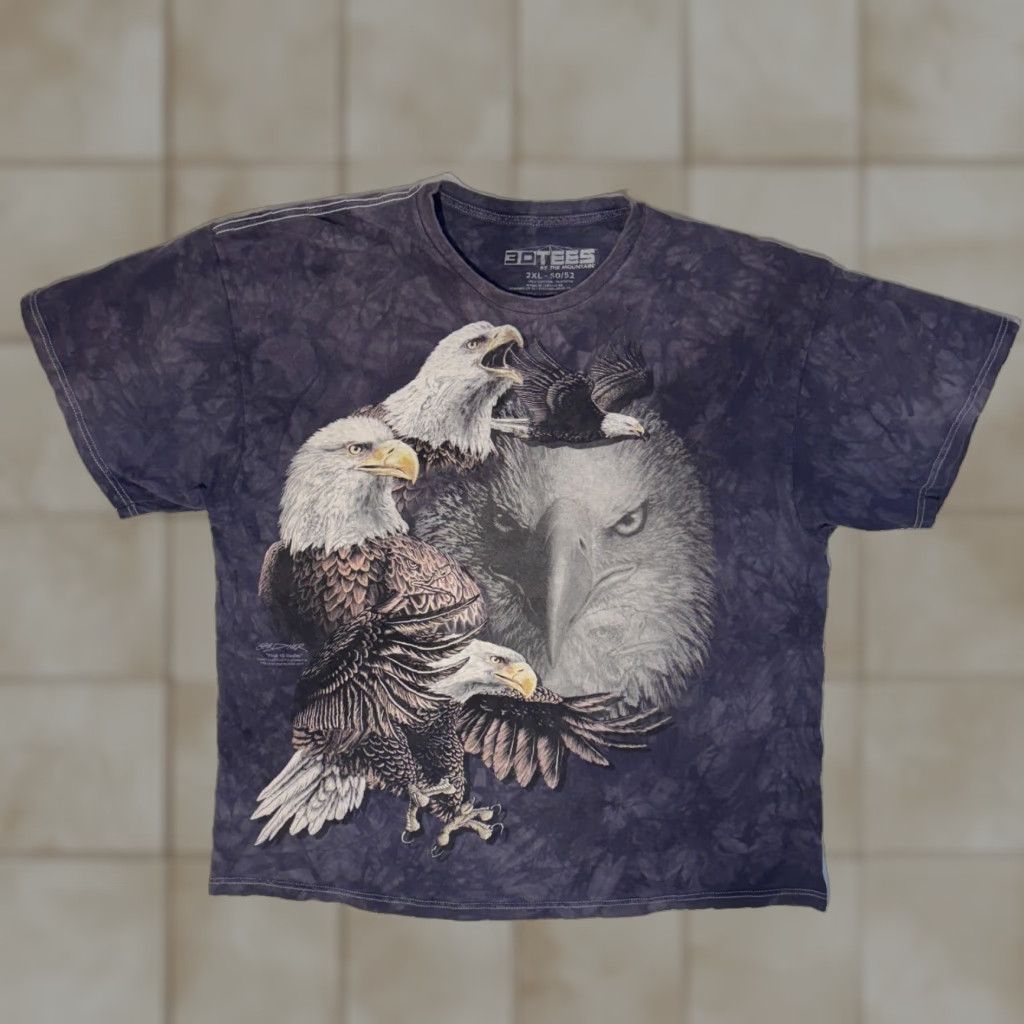 Mountain The Mountain 3d Tees Y2k Bald Eagle Aop Tie Dye T Shirt 2xl Men Purple Logo Short Sleev
