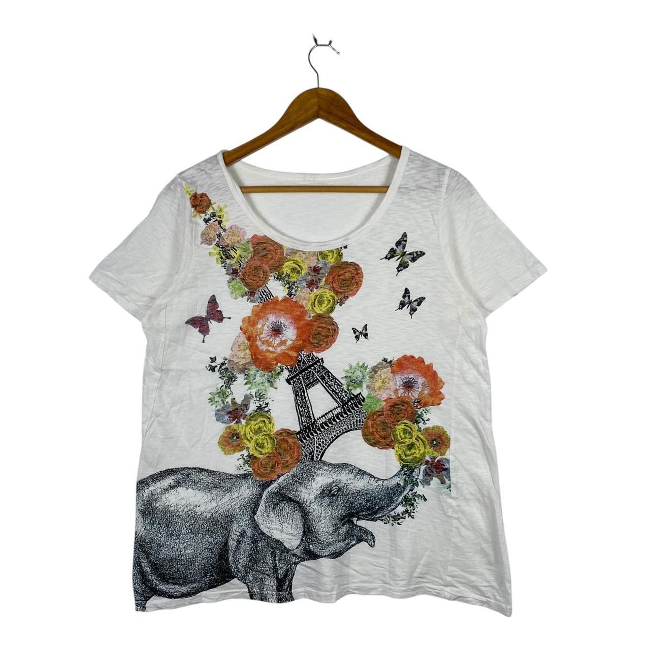 Other Paris Tower Elephant Floral Illustration Painting Tee Shirt