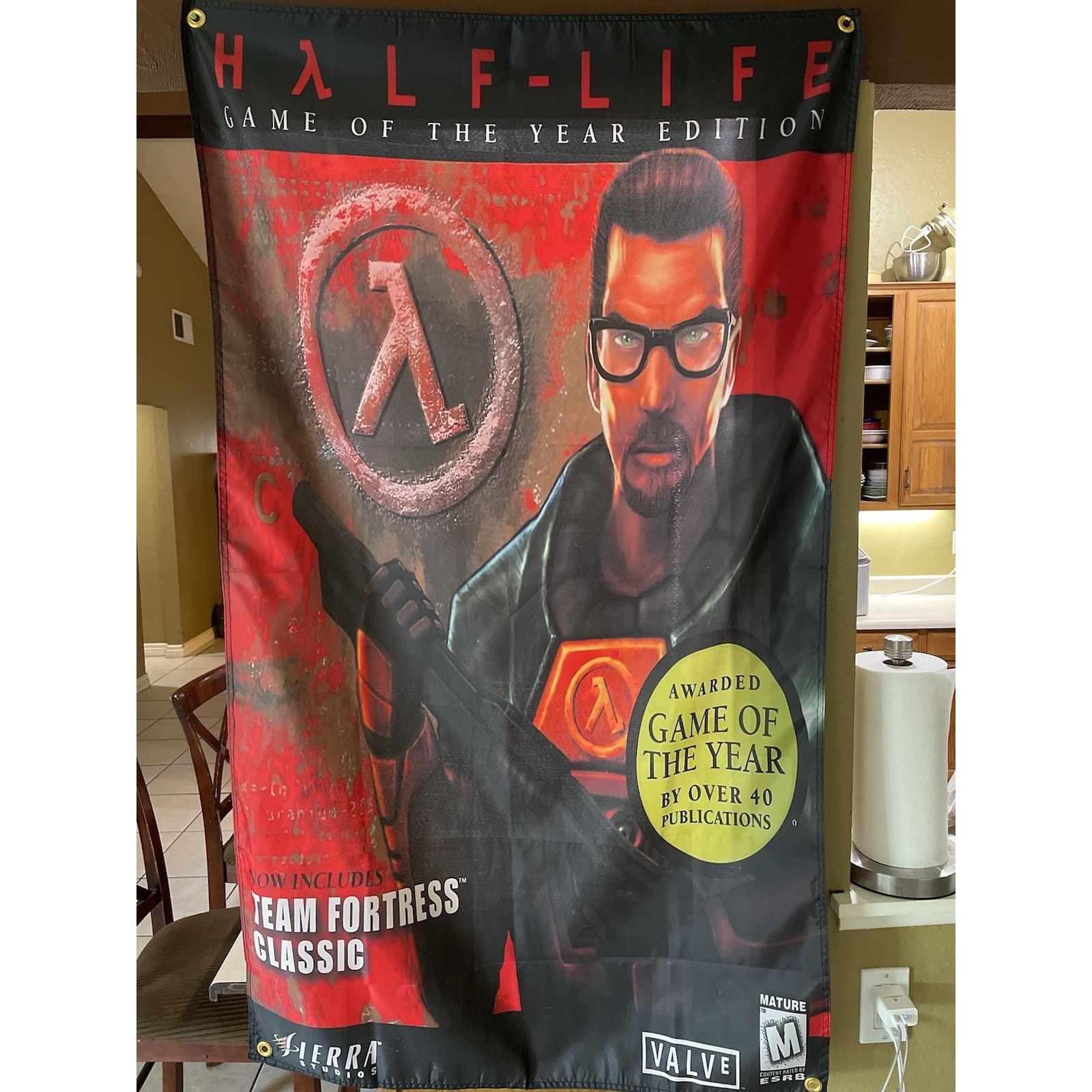Other Half Life 5ft Flag Pc 1998 Valve Banner Poster Team Fortress