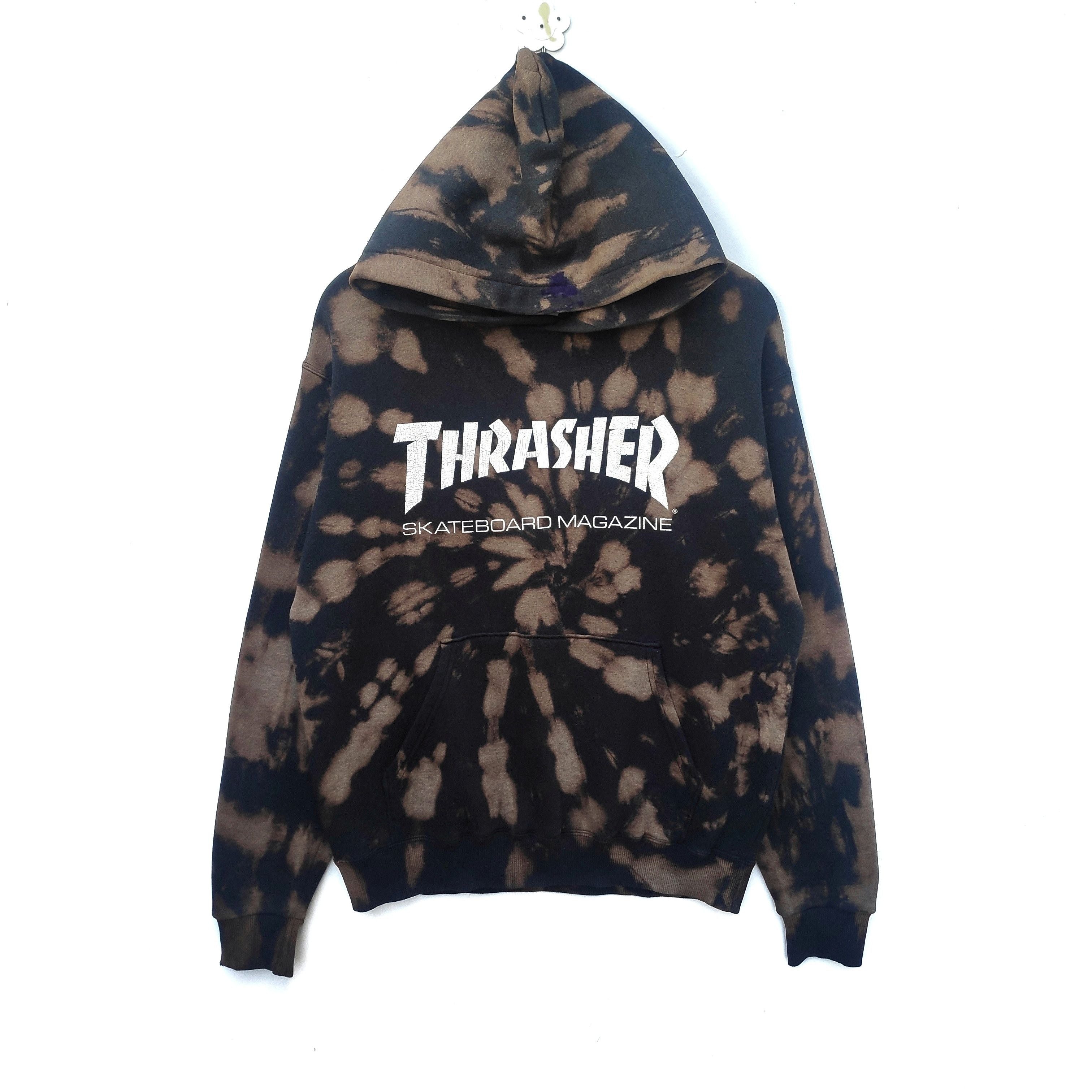 Thrasher Hoodie Custom Bleach Wash Tie Dye Medium Dope Wear