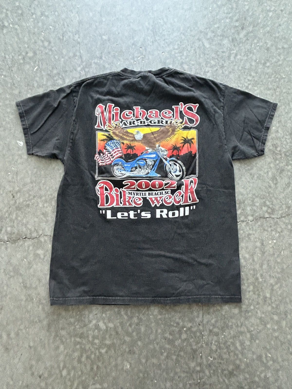 Vintage 2002 Bike Week Graphic Tee Faded Black Hoodie, Sweatshirt | FlexRushtees.com
