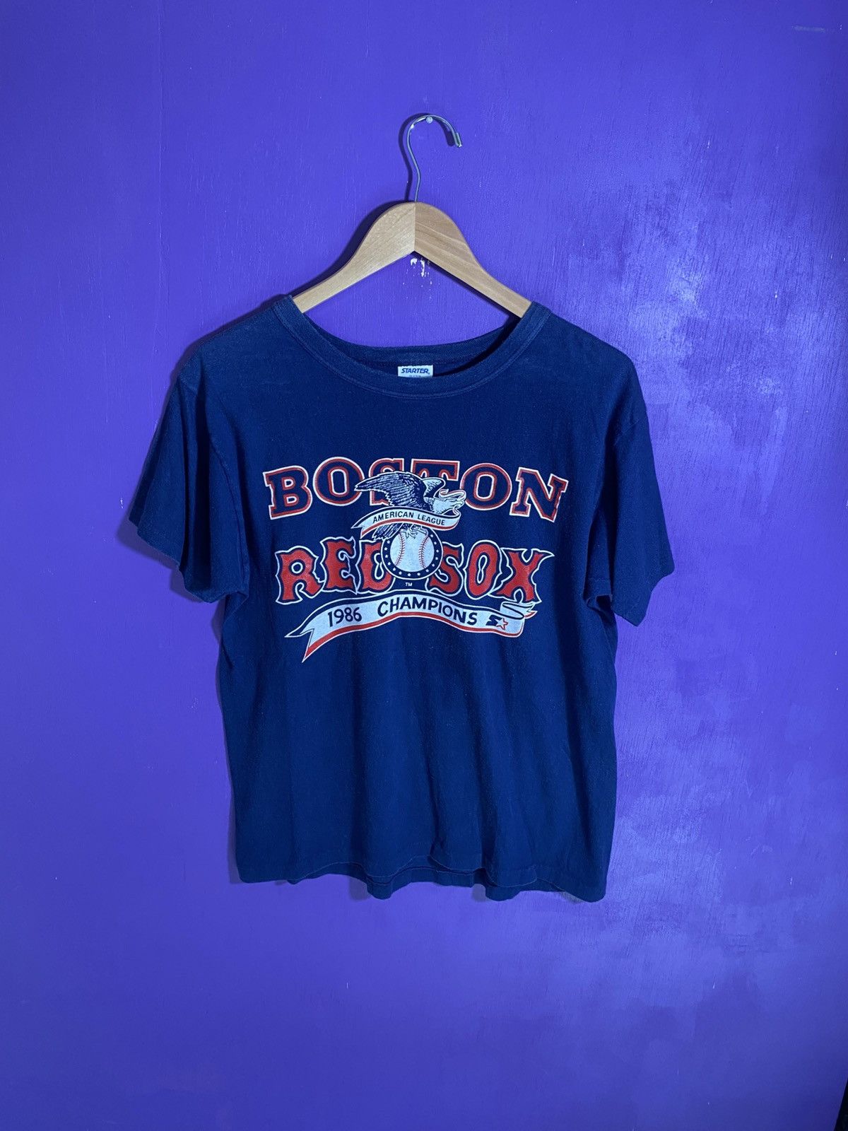 Starter X Vintage Vintage 1986 Starter Boston Red Sox Al Champs T Shirt Hoodie, Sweatshirt | FlexRushtees.com
