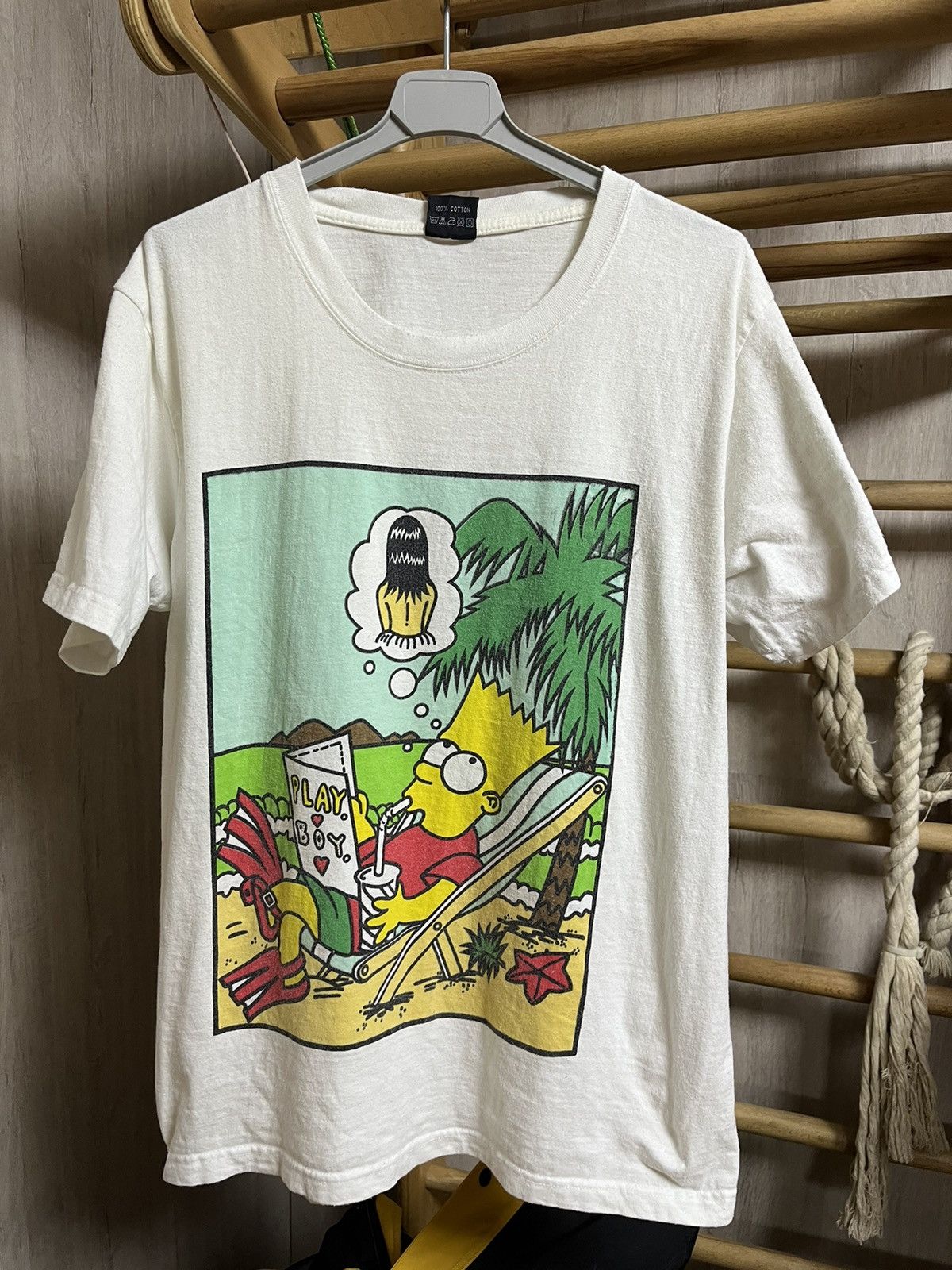The Simpsons X Vintage Vintage Bart Watching Playboy In Beach Tee