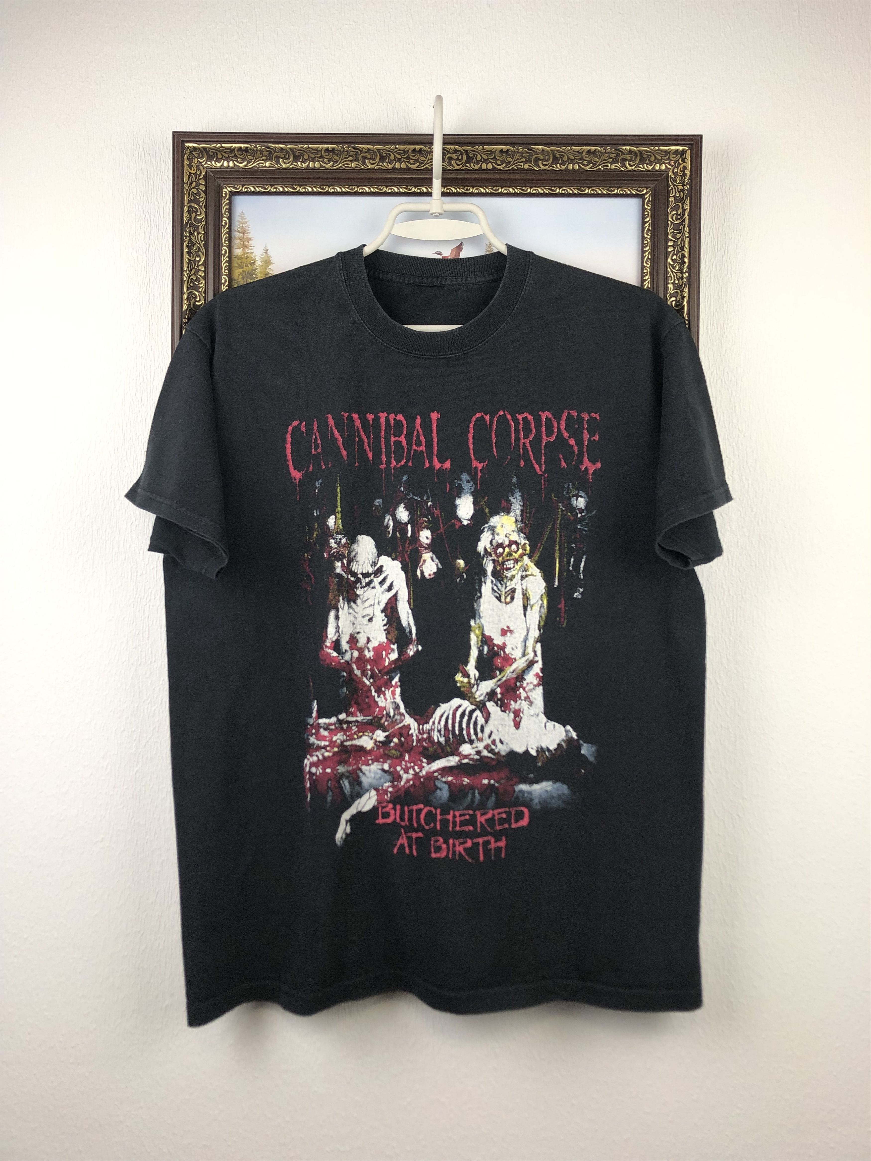 Vintage Cannibal Corpse Butchered At Birth Tee Over Print Hoodie, Sweatshirt | FlexRushtees.com