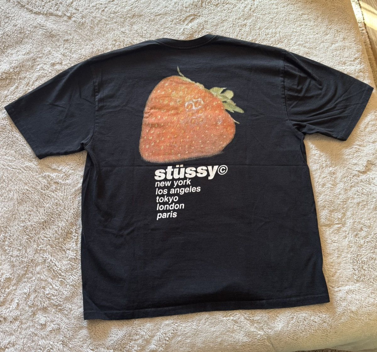 Stussy Strawberry Tee Black Hoodie, Sweatshirt | FlexRushtees.com