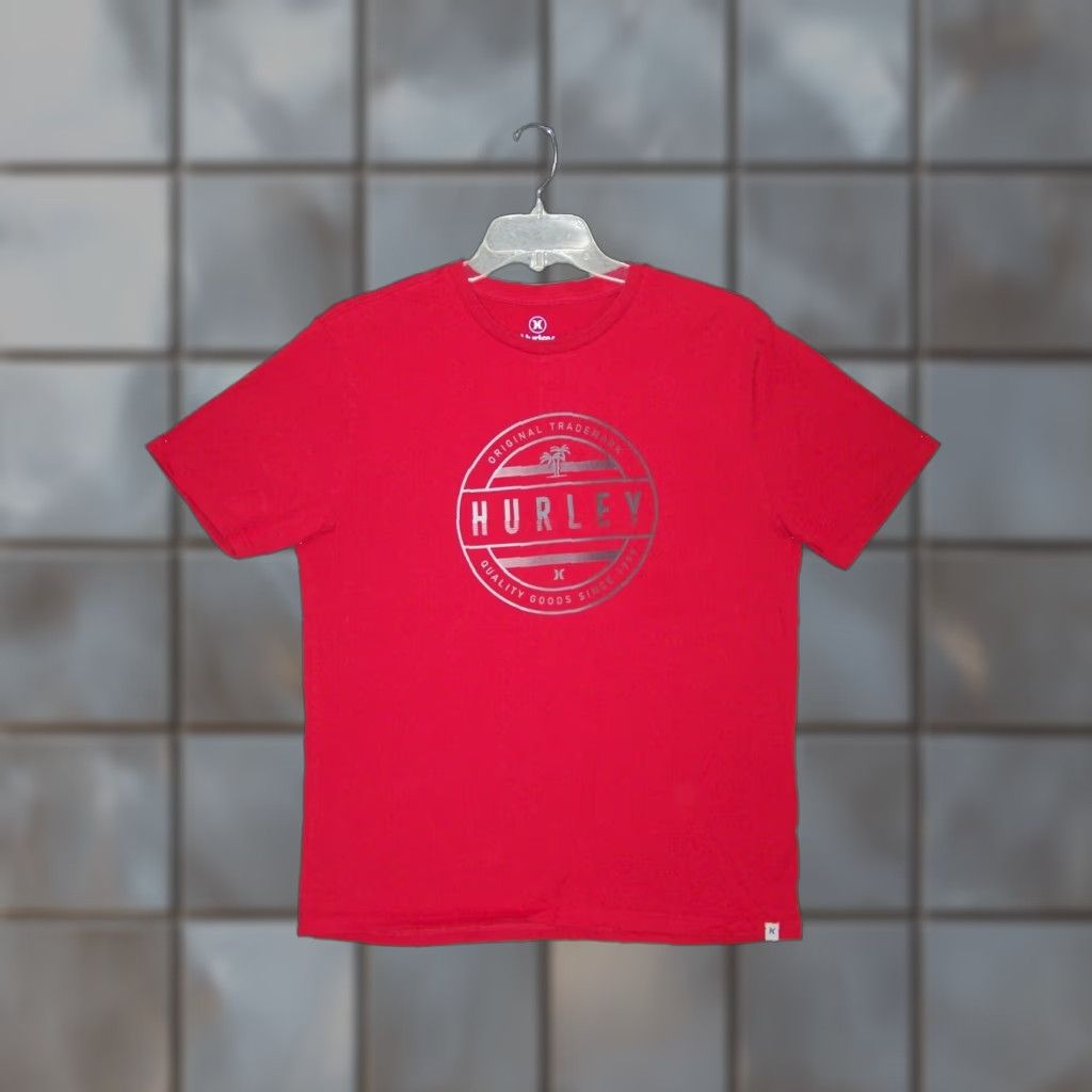 Hurley Shirt Men Adult Medium Red Graphic Logo Short Sleeve Cotton Outdoor Sport T Shirt Hoodie, Sweatshirt