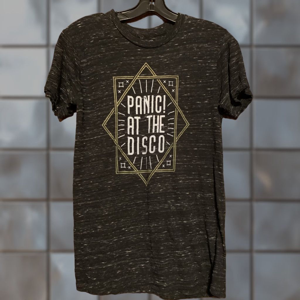 Vintage Panic At The Disco Manhead T Shirt Unisex Xs Heather Gray Black Short Sleeve Crew Neck Hoodie, Sweatshirt