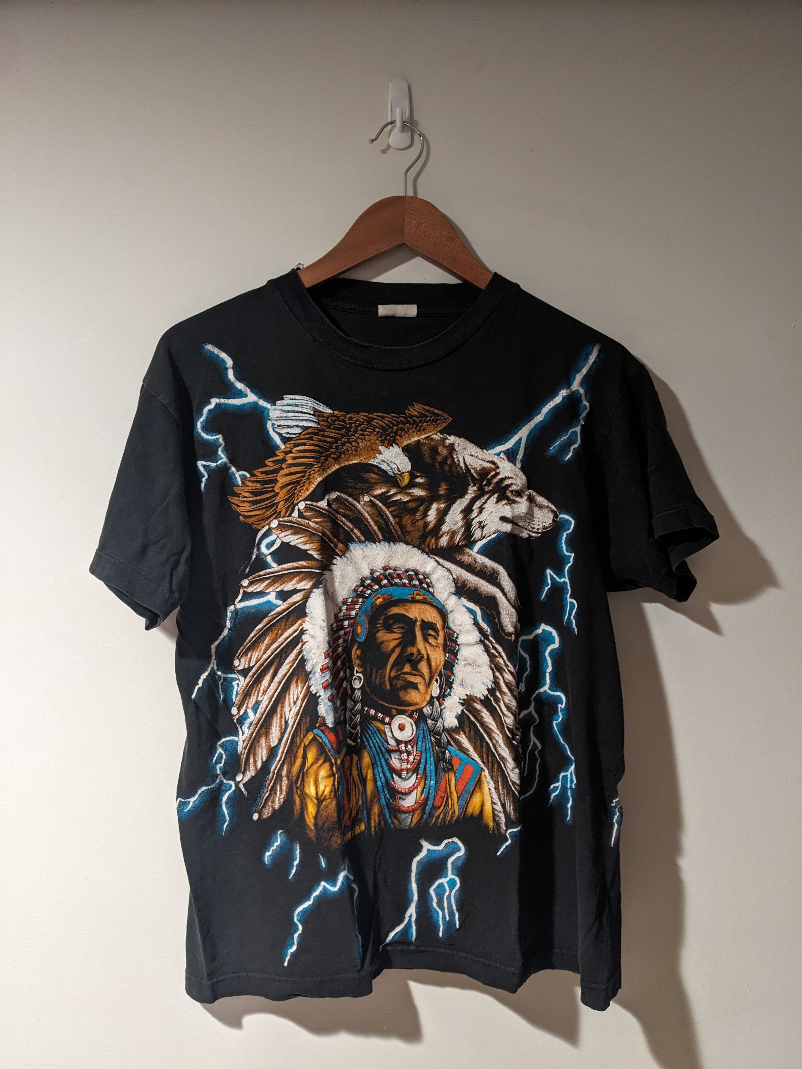Vintage 90s American Thunder Lighting Tribal Large T Shirt