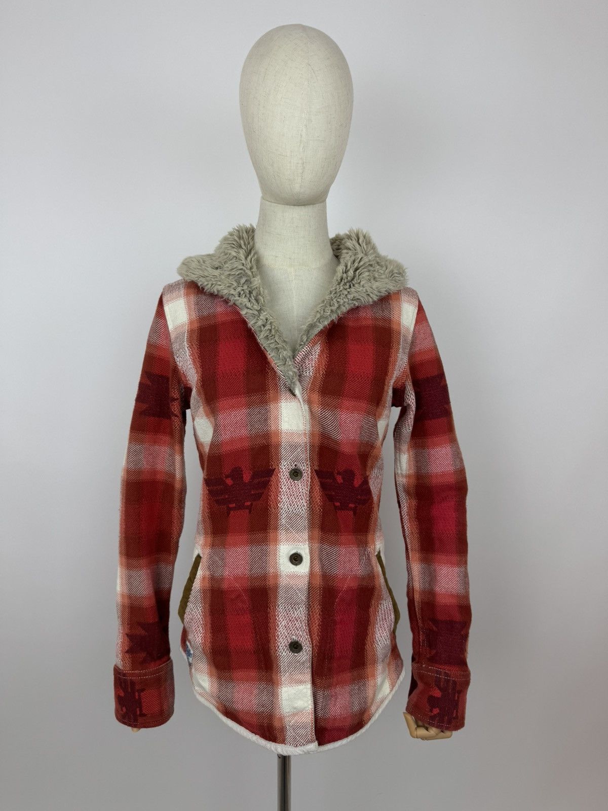Superdry Aztec Shirt With Fur Trim Womens Overshirt Size M