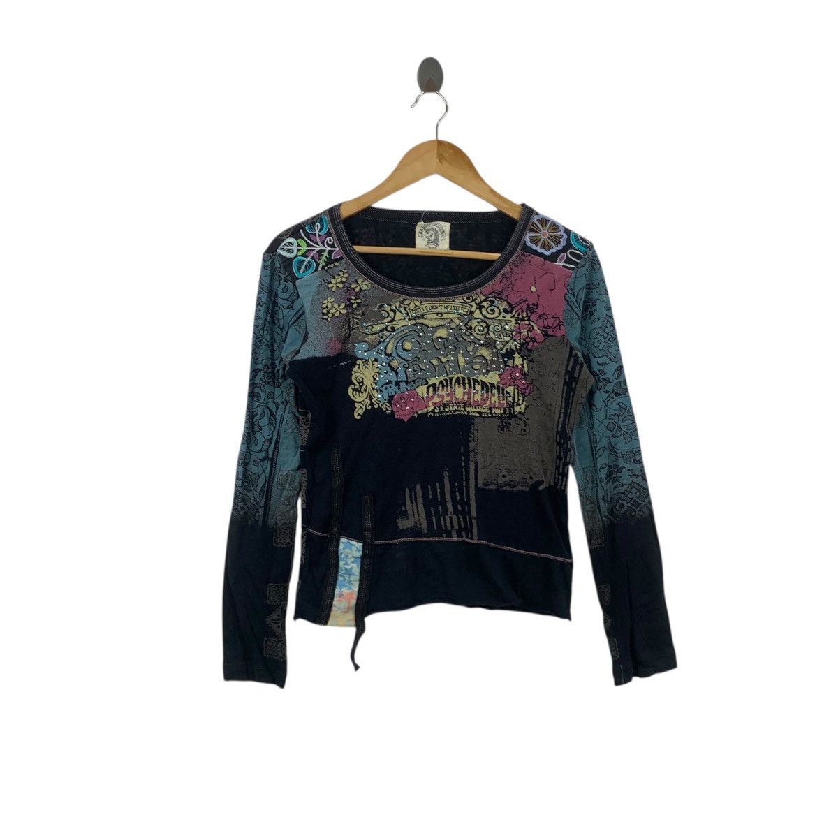 Vintage Skinny Minnie Psychedelic Rhinestone Bling Tee