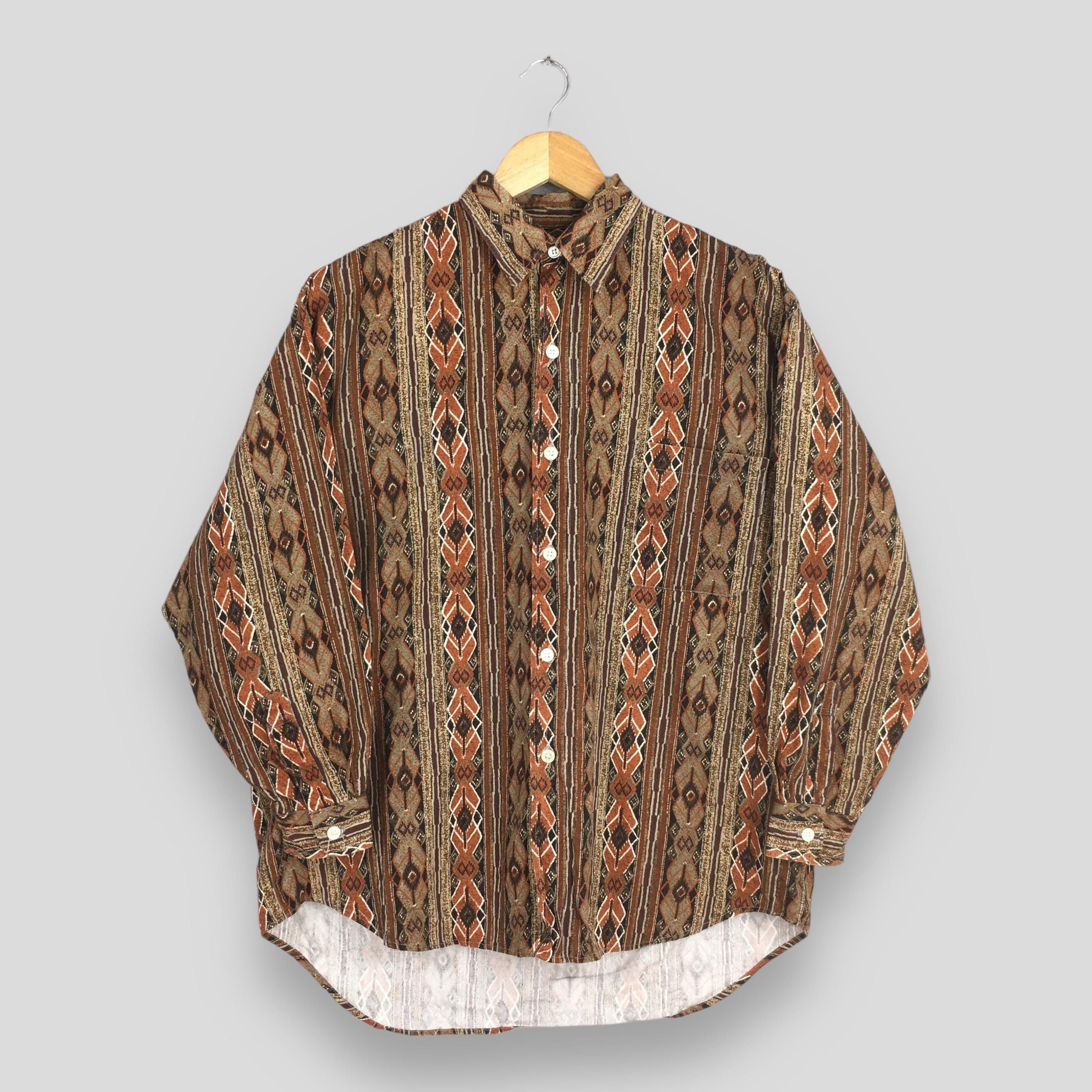 Tribal Streetwear Vintage Baffy Abstract Tribal Aztec Pattern Shirt Xlarge