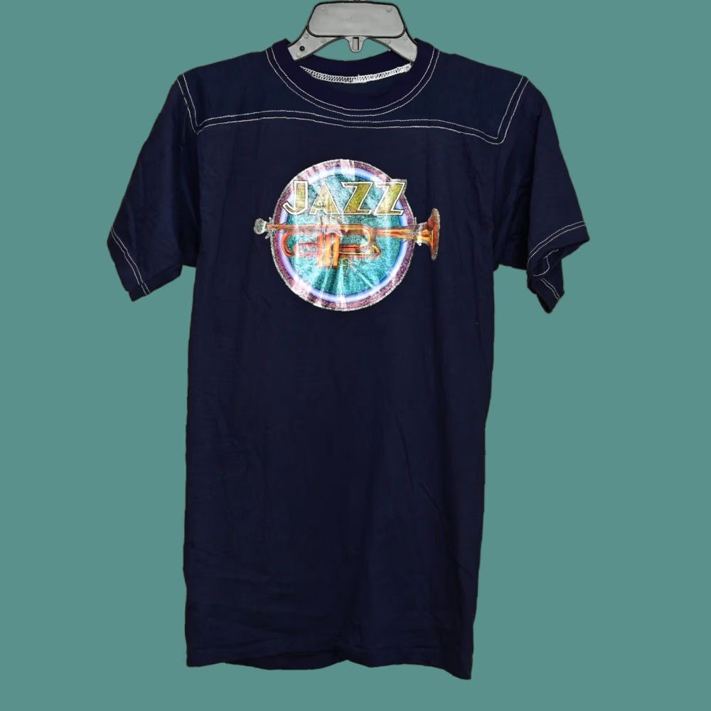 Athletic Vintage Russell Athletic Navy Graphic Football T Shirt Adult Small 70s Retro Mens