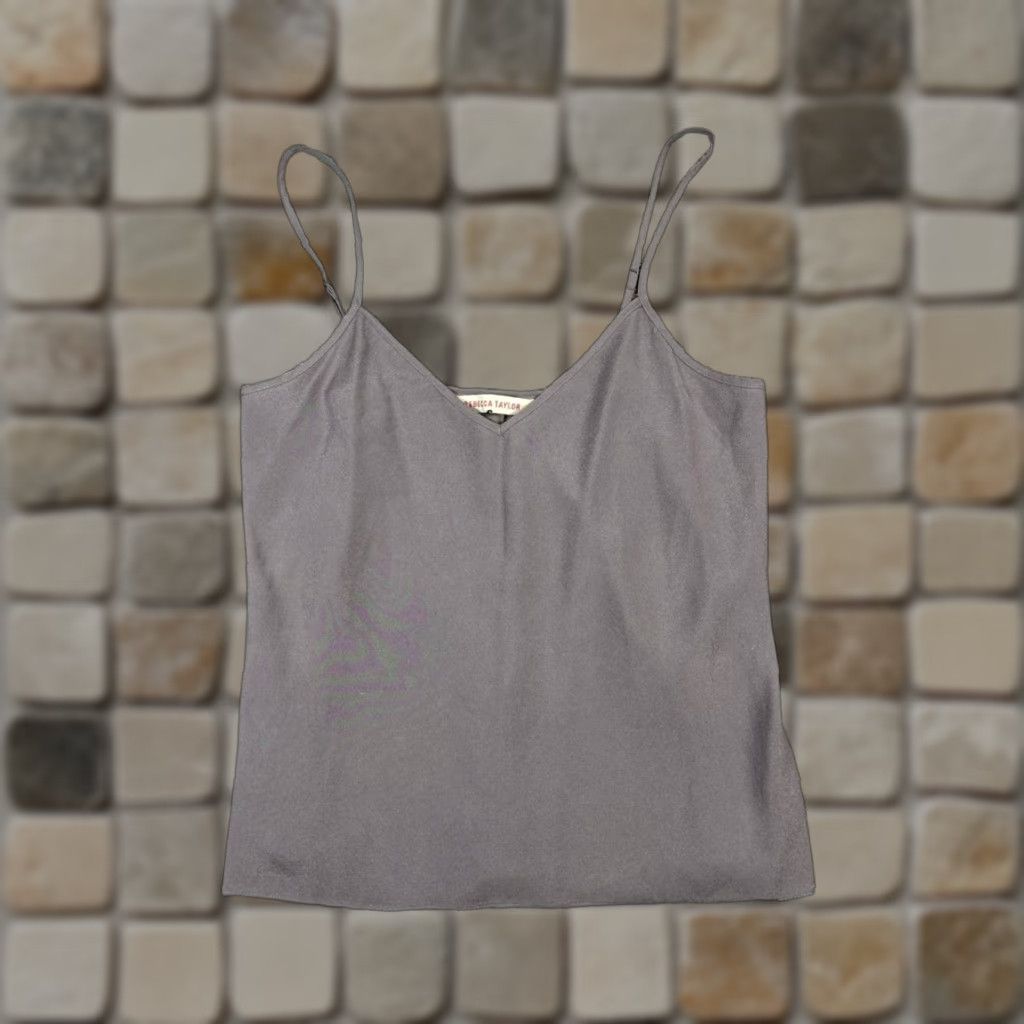 Taylor Rebecca Taylor Women Tank Purple Silk V Neck 6 Pullover Sleeveless Shirt Casual Sprin