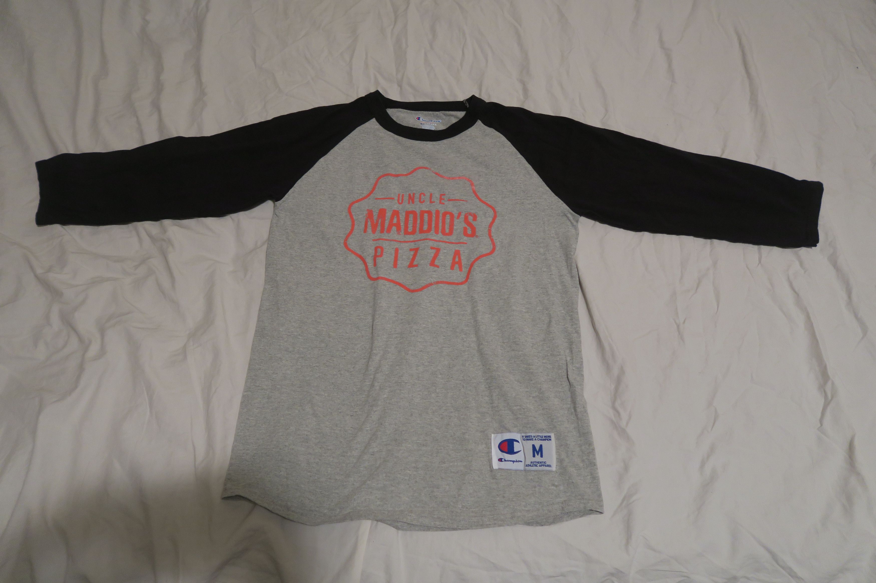 Champion Uncle Maddio S Pizza Champion Raglan Baseball Top T-Shirts, Hoodie, Sweatshirt | FlexRushtees.com