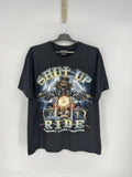 Vintage 90s Shut Up And Ride Biker T Shirt Skeleton Comin Hoodie, Sweatshirt | FlexRushtees.com