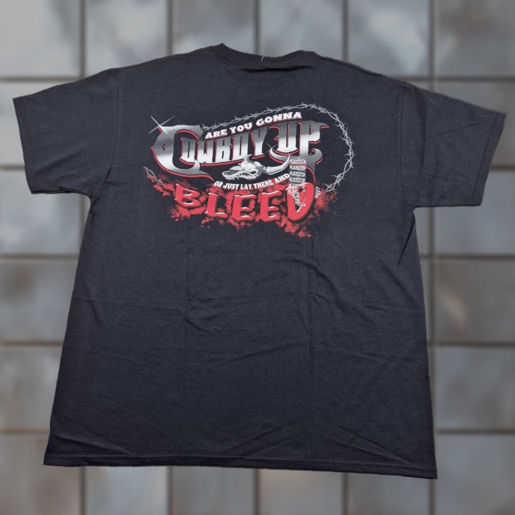 Vintage Cowboy Up Shirt Mens Xl Black Are You Gonna Cowboy Up Bleed Western Graphic Slogan 90s Calif