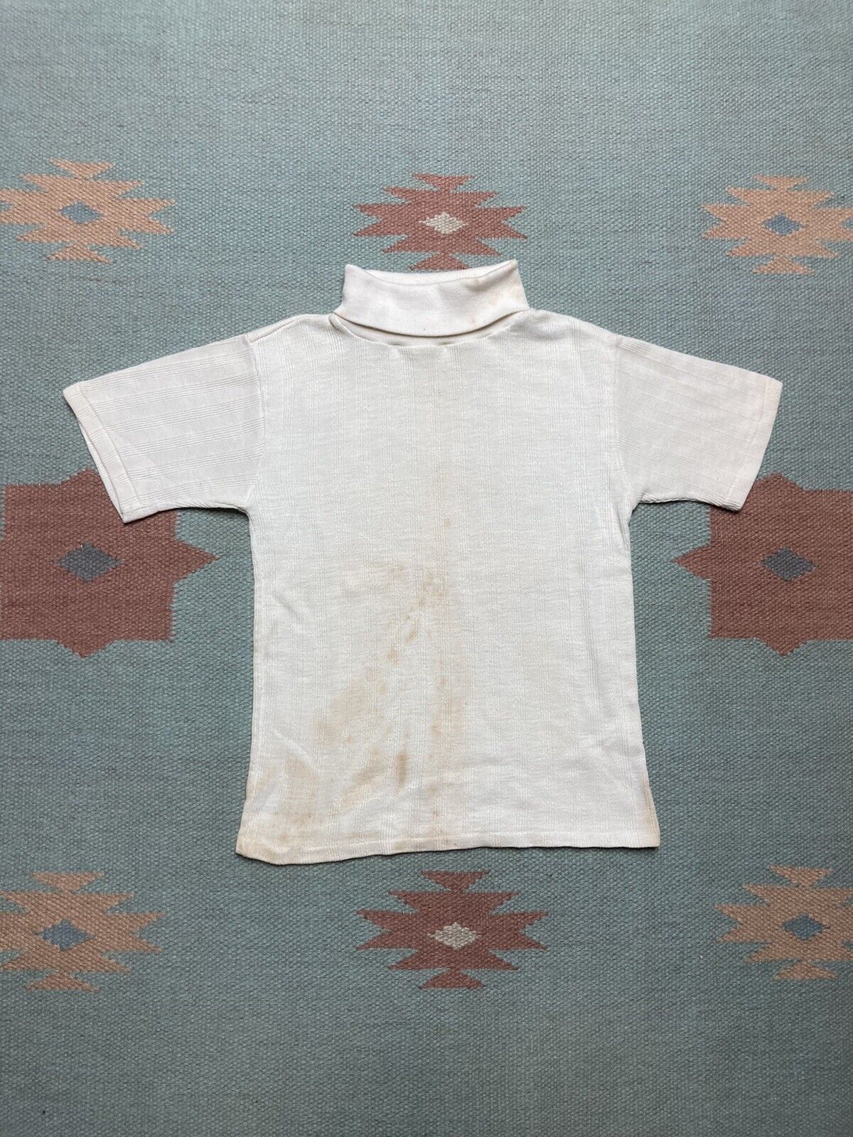 Vintage 70s Jcpenney Ribbed T Shirt Blank Turtleneck Sz 12 Baby Tee