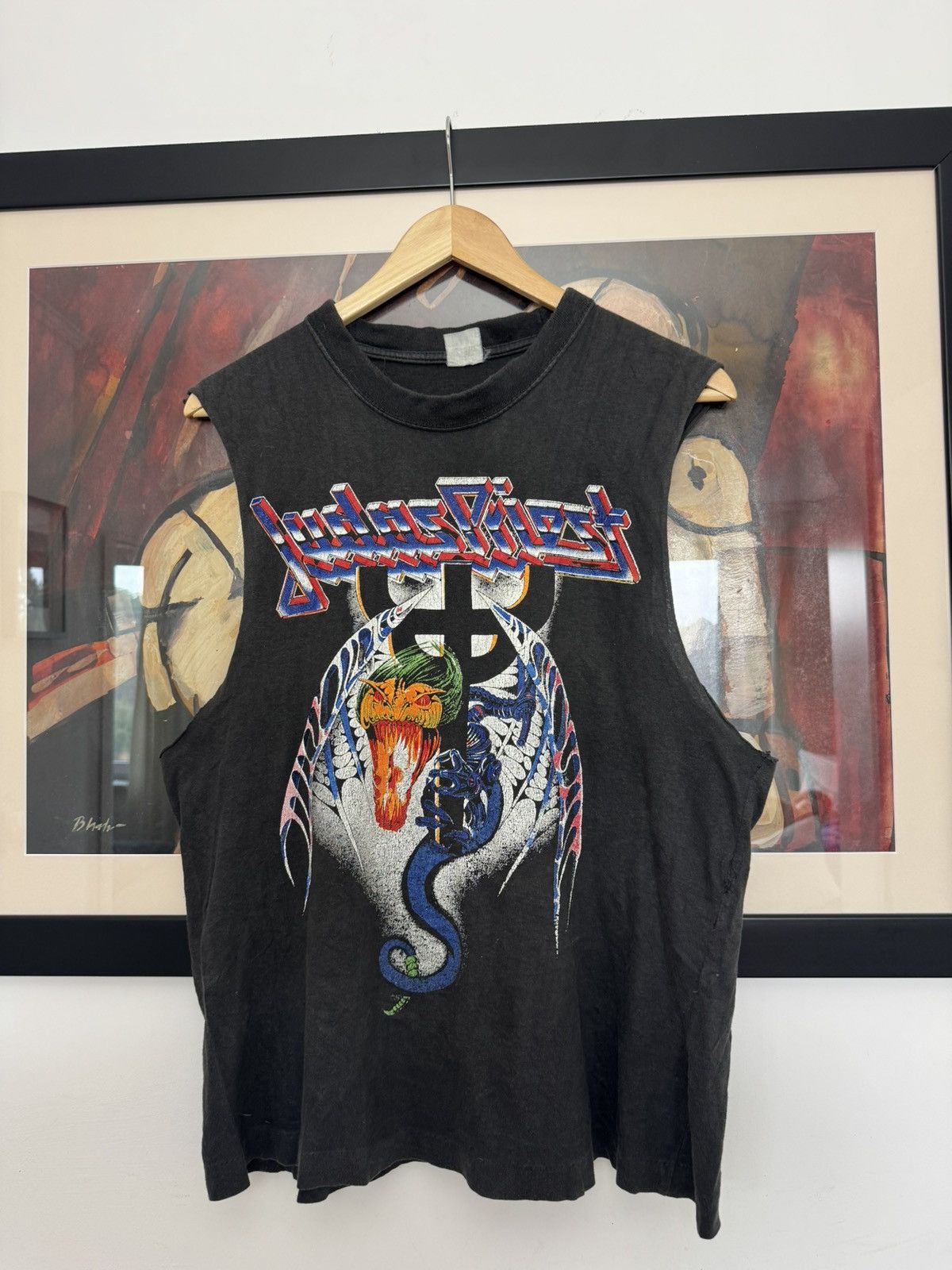 Judas Priest Vintage 90s Distressed Sleeveless Tee Band Tour Hoodie, Sweatshirt | FlexRushtees.com