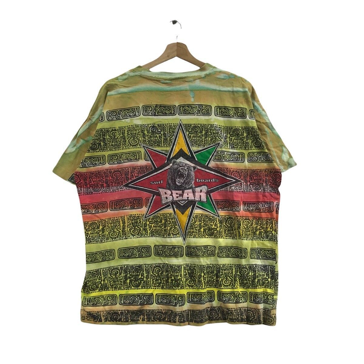 Vintage Vtg 90 Bear Surfboard Usa Aztec Navajo Tee Shirt