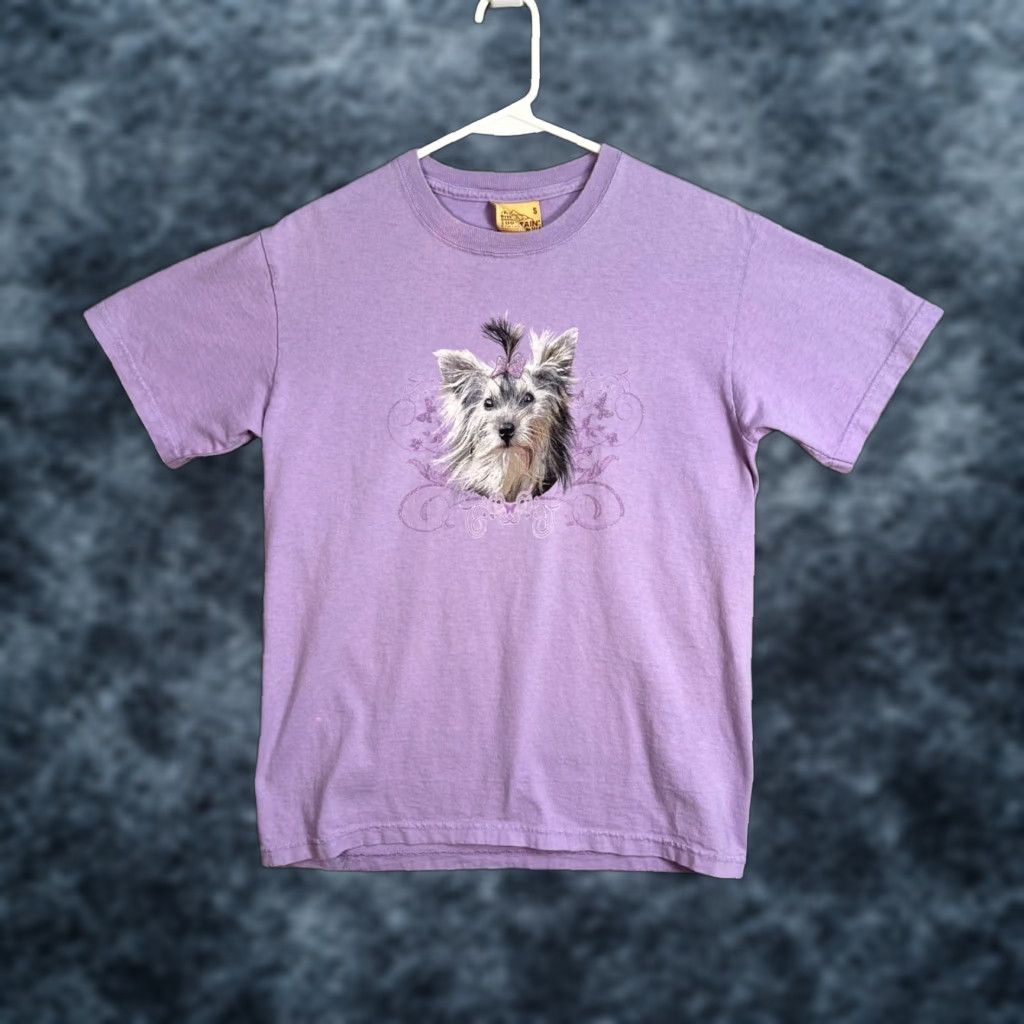 Mountain Vintage The Mountain T Shirt Yorksie Terrier Purple Womens Small Adult S Crew Neck 90s