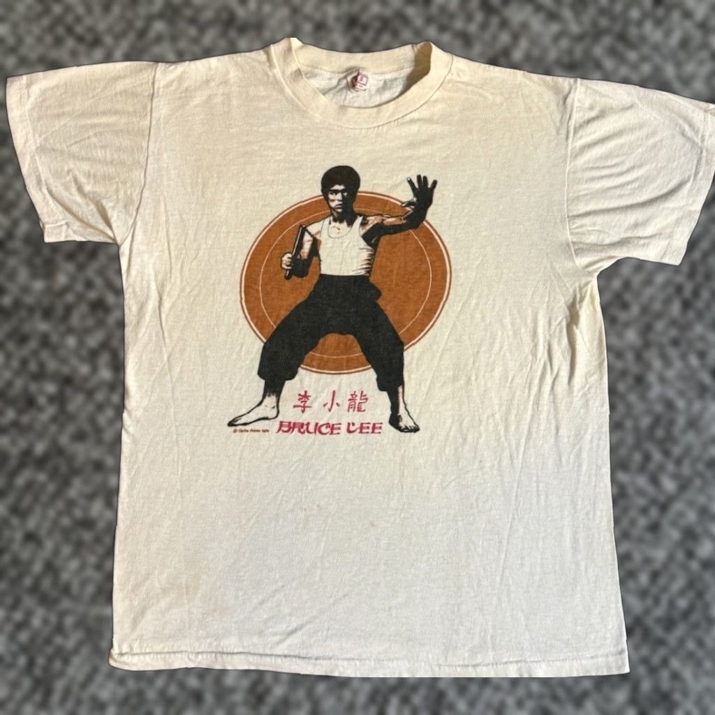 Vintage Bruce Lee T Shirt 70s Chinatown B V D Xl White Cotton Men 1990s 1974 Art Punk Grunge