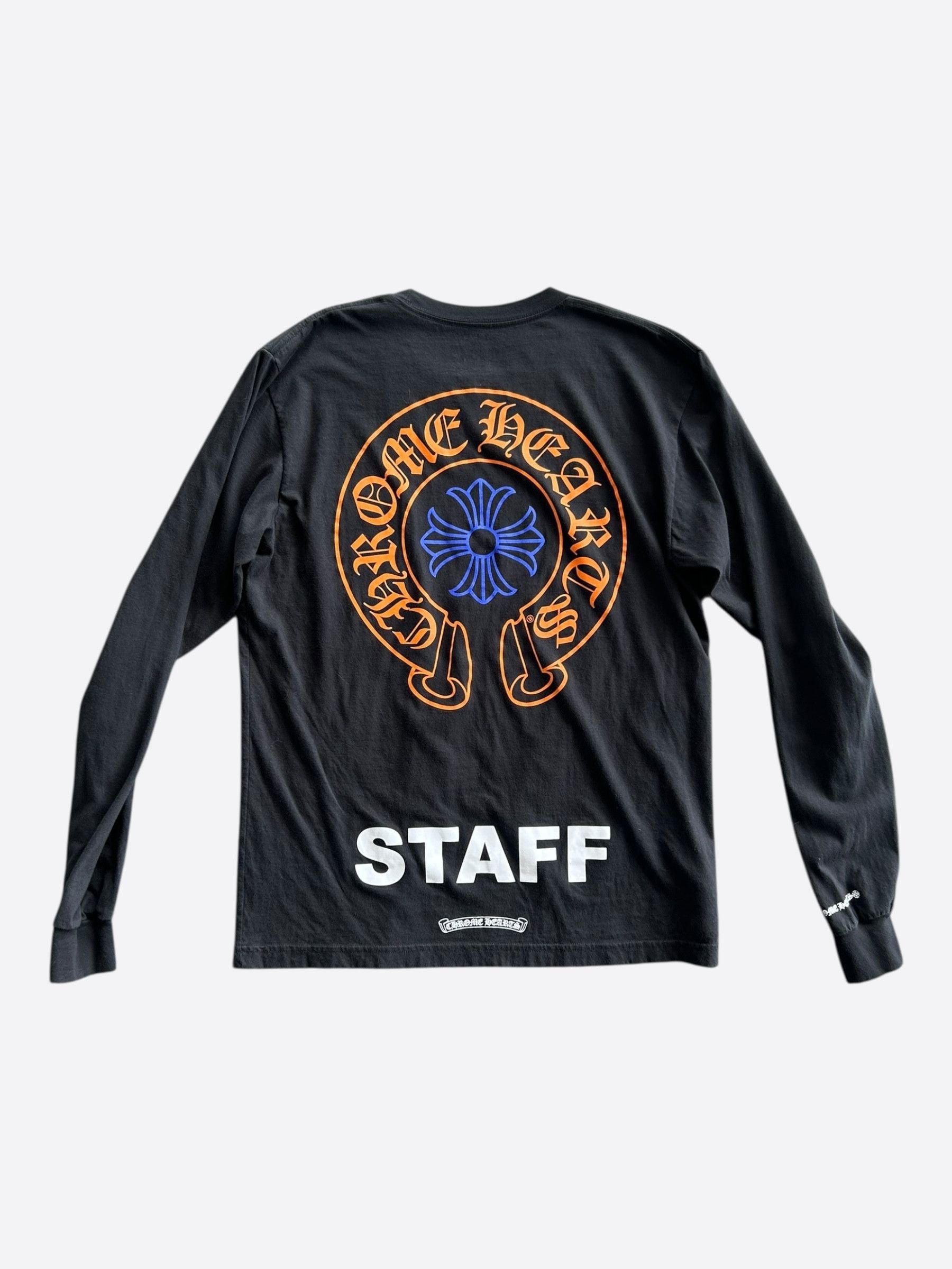Chrome Hearts Black Orange Blue Staff Horseshoe Logo Longsleeve T Shirt Hoodie, Sweatshirt | FlexRushtees.com