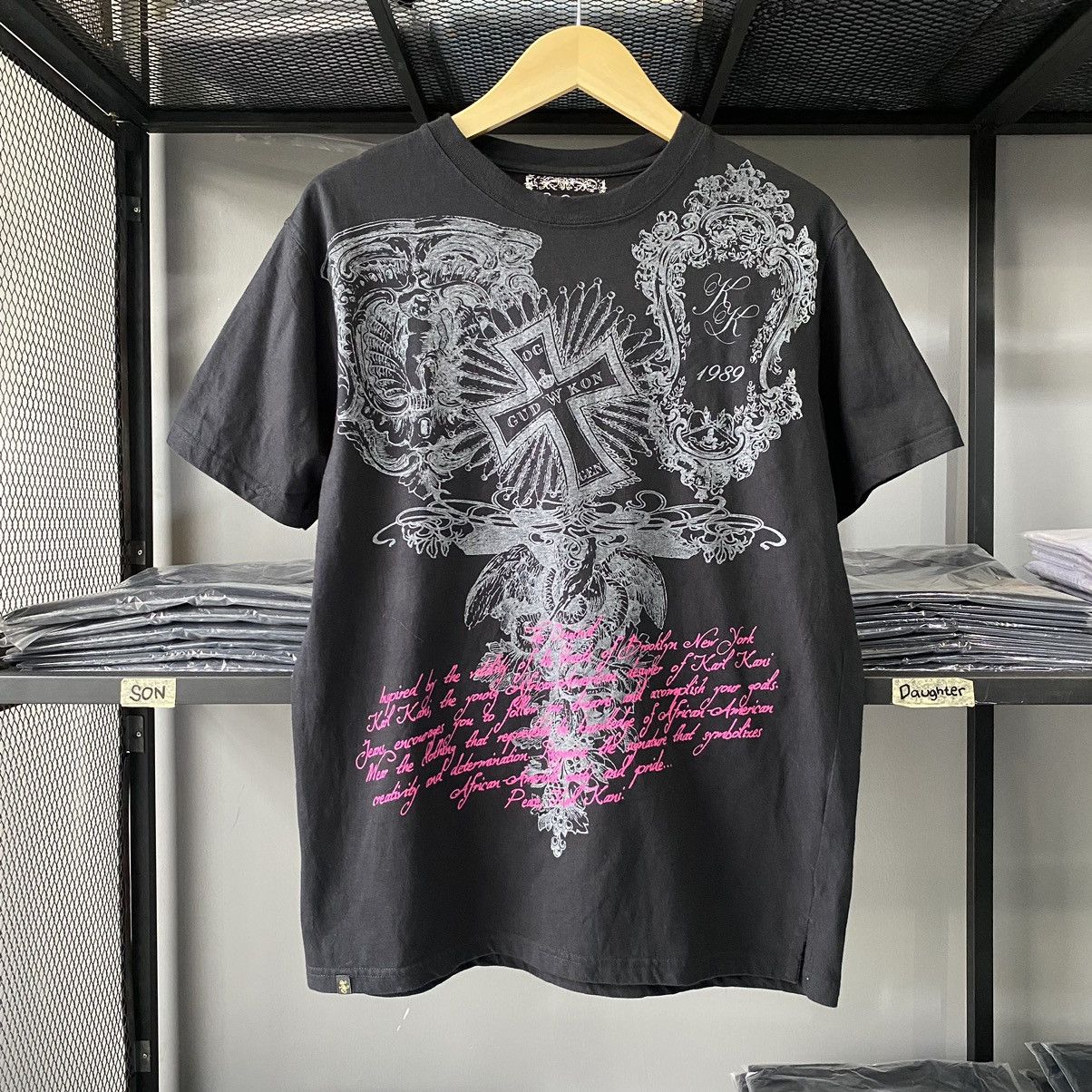 Kani Karl Kani Black Gothic Cross Typography 1989 Designs Tees Hoodie, Sweatshirt | FlexRushtees.com