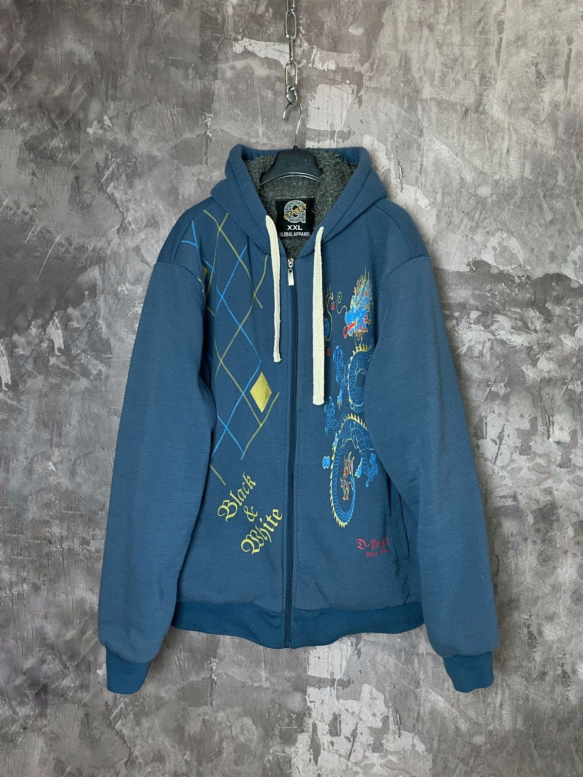 Vintage Y2k 2000s Crazy Zip Up Dragon Printed Hoodie All Over Rare