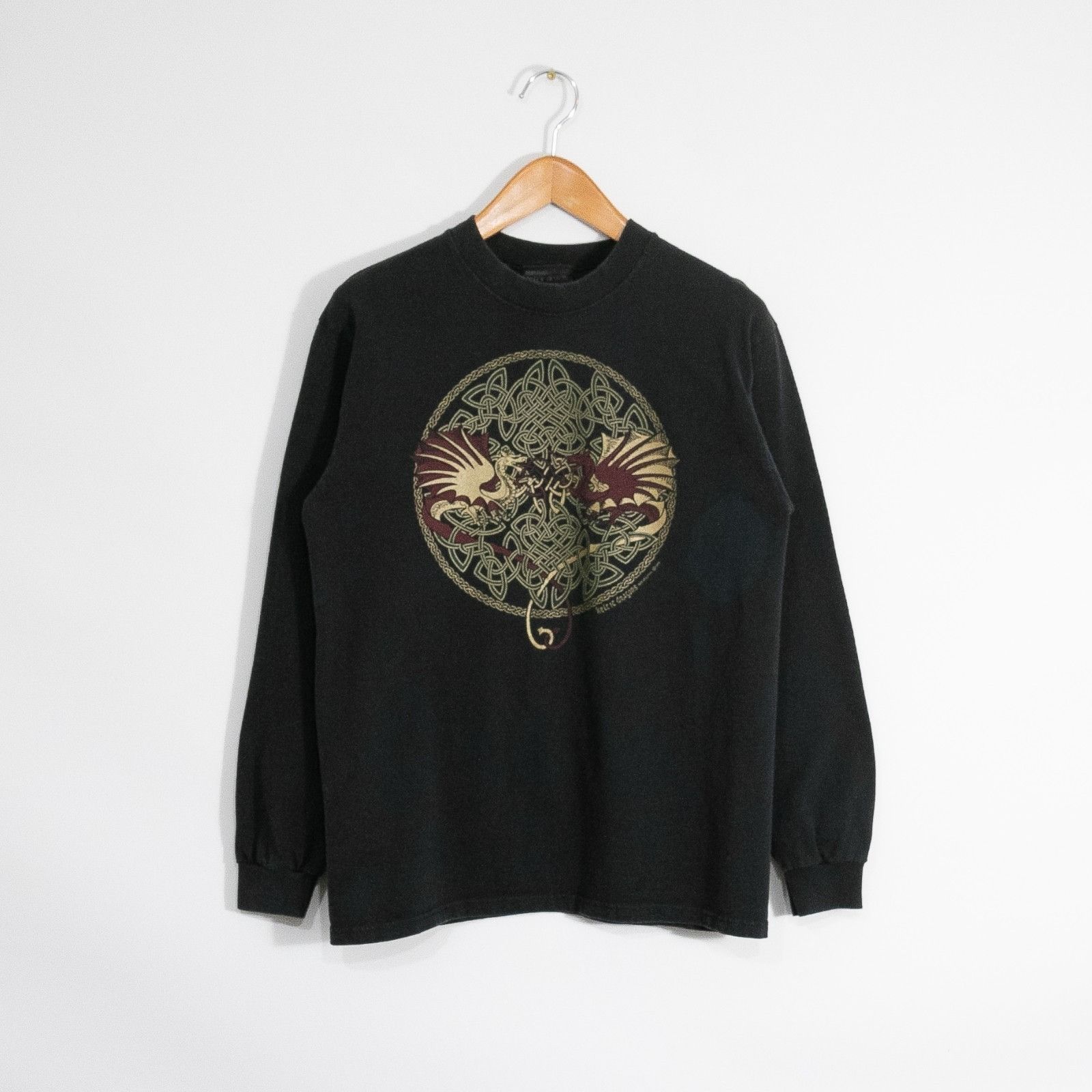 Vintage 90s Celtic Dragons Irish Art Drawing T Shirt Medium Hoodie, Sweatshirt | FlexRushtees.com