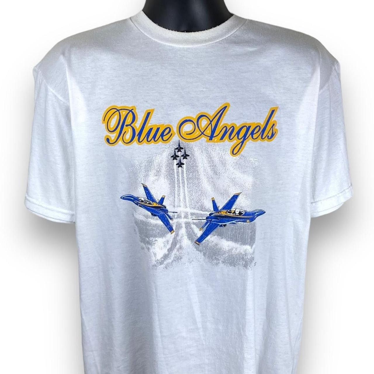 Vintage Jerzees Blue Angels Military Fighter Jet Tee Tshirt