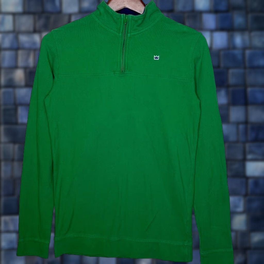Vintage Crown Ivy Green Quarter Zip Pullover Long Sleeve Men S Size L 1 4 Zip Mock Neck Knit Regular