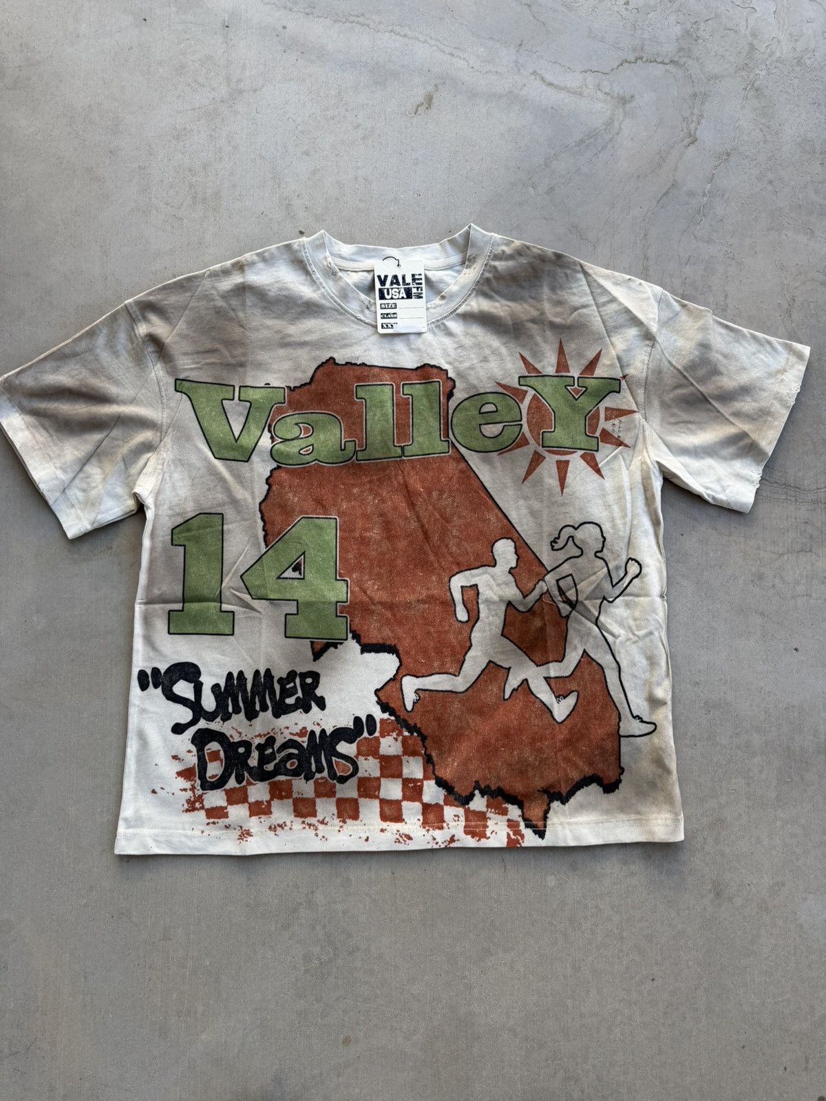 Vale Forever Running Club Cream Dyed Tee Brand New Large Hoodie, Sweatshirt | FlexRushtees.com