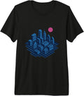 isometric synth city vaporwave grid retro minimal