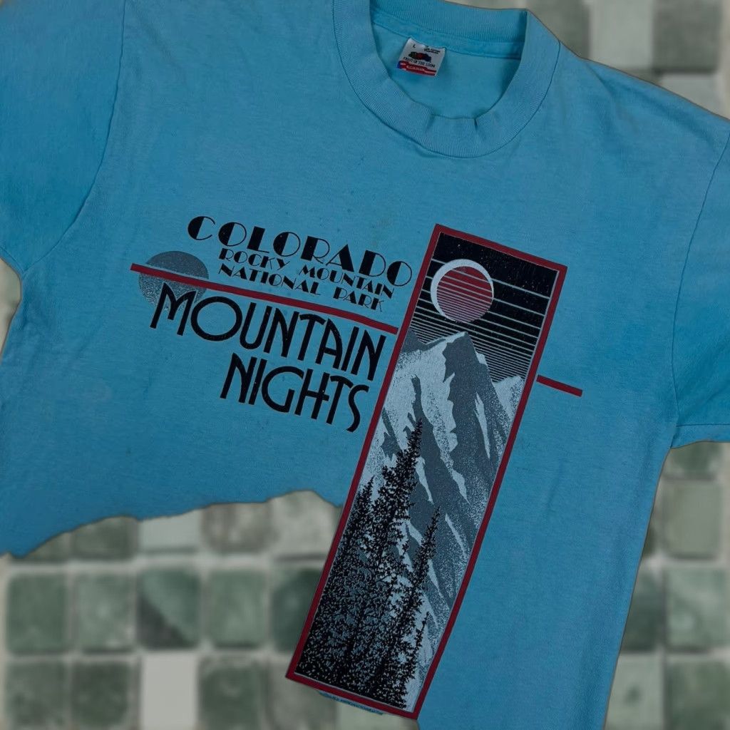 Vintage Colorado Mountain Nights Nature T Shirt Adult L Blue 90s Graphic Print Cotton Usa 19