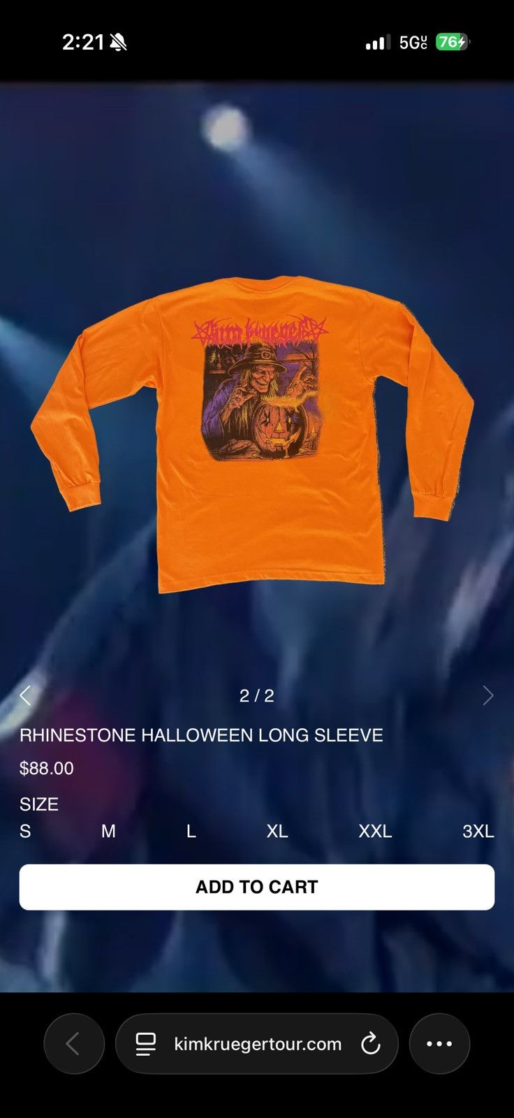 Krueger Kim Krueger Rhinestone Halloween Long Sleeve Orange Medium