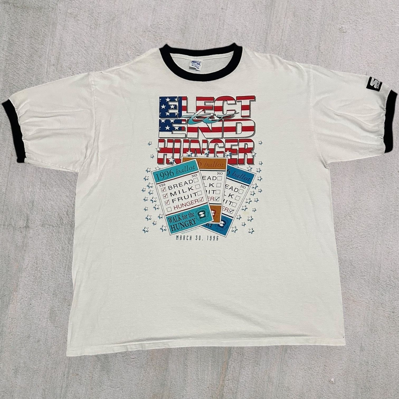 Starter 1996 Elect To End Hunger New Orleans Ringer Starter Tee
