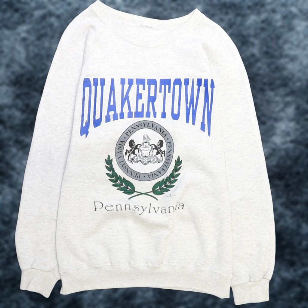 Vintage Quakertown Pennsylvania Crest Crewneck Sweatshirt Size Large Gray 90s Mens