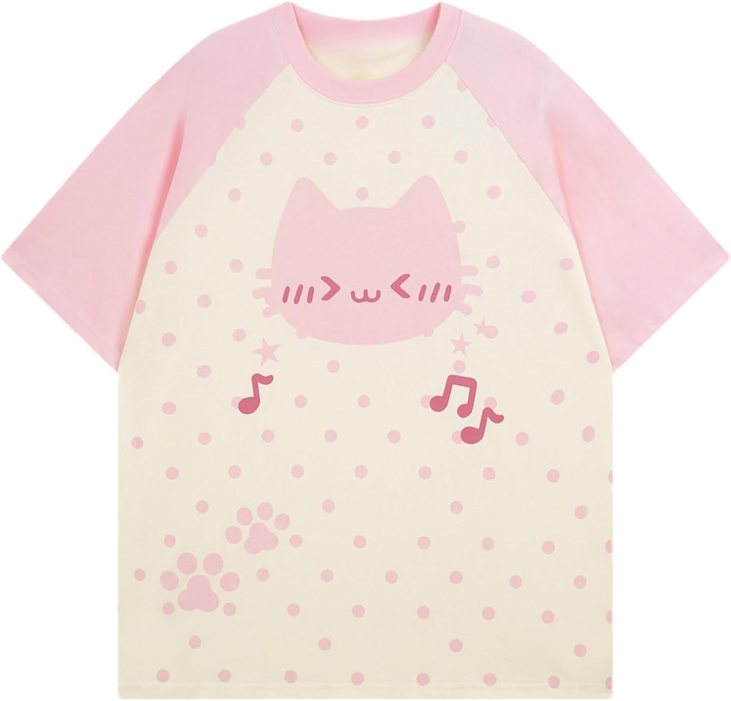Y2K Cutecore Kawaii Teen Shirt Coquette Harajuku Oversize Japan Cat Print Cute Tshirt Top Clothes