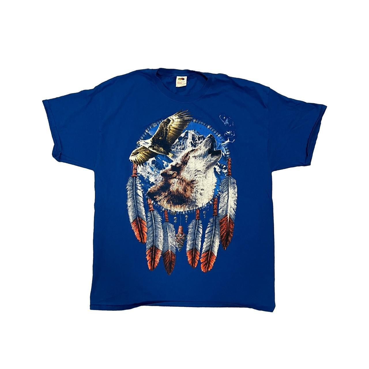 Fruit Of The Loom Wolf And Eagle Tribal Graphic Tee T Shirt