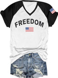 Women Freedom Shirt American Flag Graphic Tees USA Freedom T Shirt Casual Short Sleeve Tops