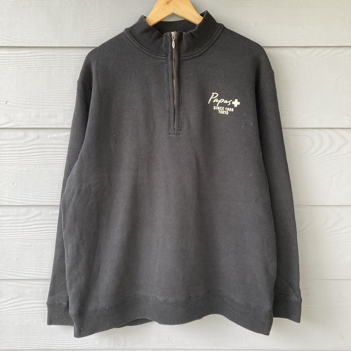 Japanese Brand Vintage 90s Papas Since 1986 Tokyo Quater Zip Made In Japan
