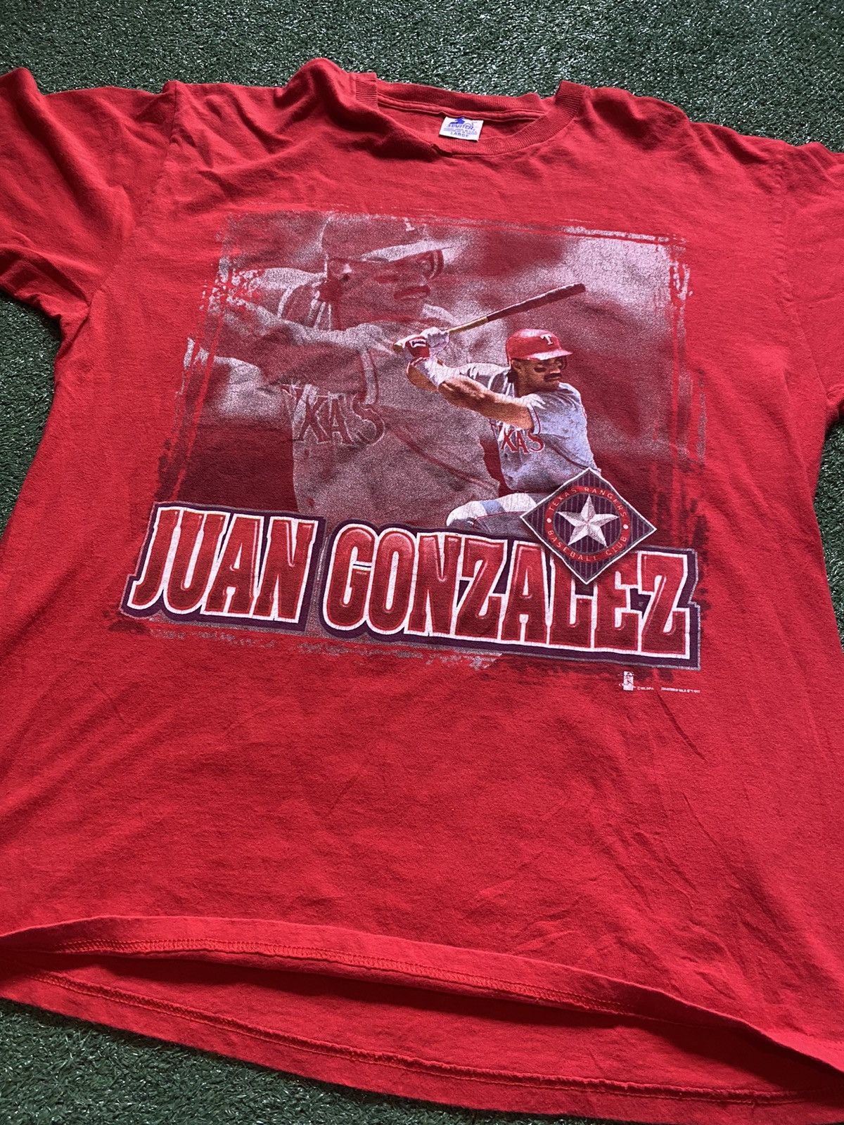 Vintage Mlb Starter Texas Rangers Juan Gonzalez Tee Red Size Large