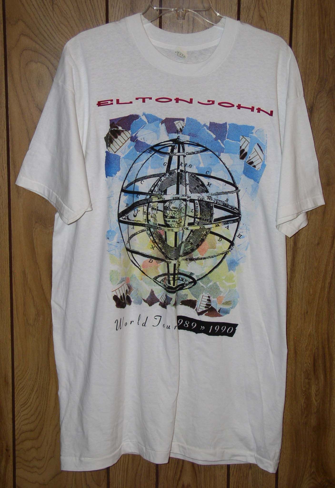 Band Tees Elton John Concert Tour Shirt Vintage 1989 90 Screen Stars
