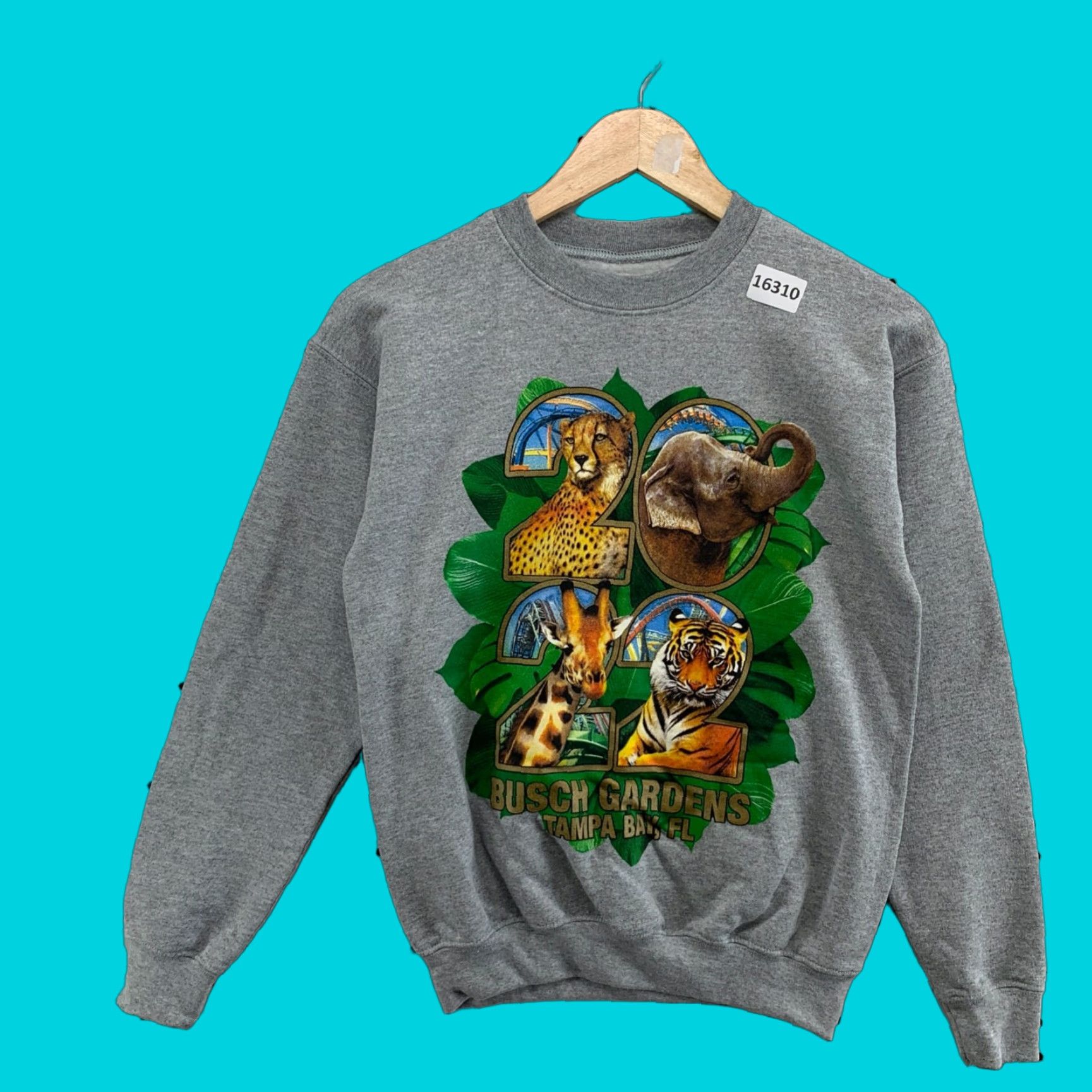 Vintage Busch Garden Crewneck Sweatshirt Youth Large Gray Animal Graphic Zoo Pullover T-Shirts, Hoodie | FlexRushtees.com