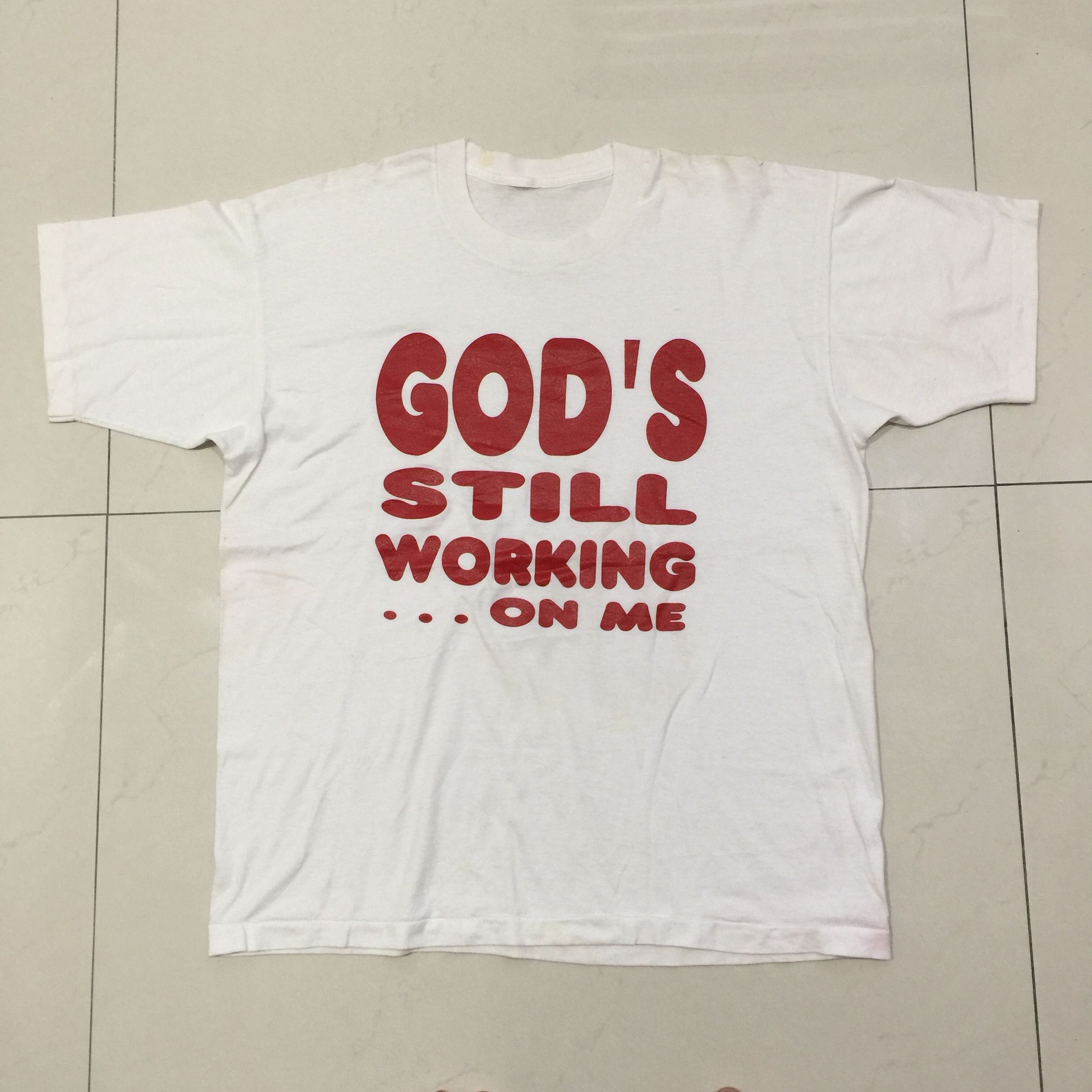 Vintage Quote Wording Tee God Still Working On Me Hoodie, Sweatshirt | FlexRushtees.com