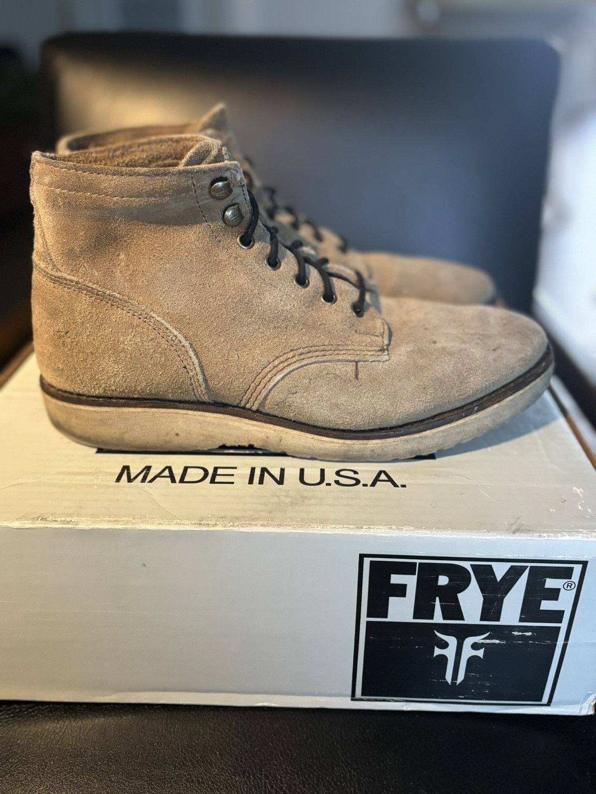 Frye Freeman Midlace Caramel Suede 10d Made In Usa T-Shirts, Hoodie, Sweatshirt | FlexRushtees.com