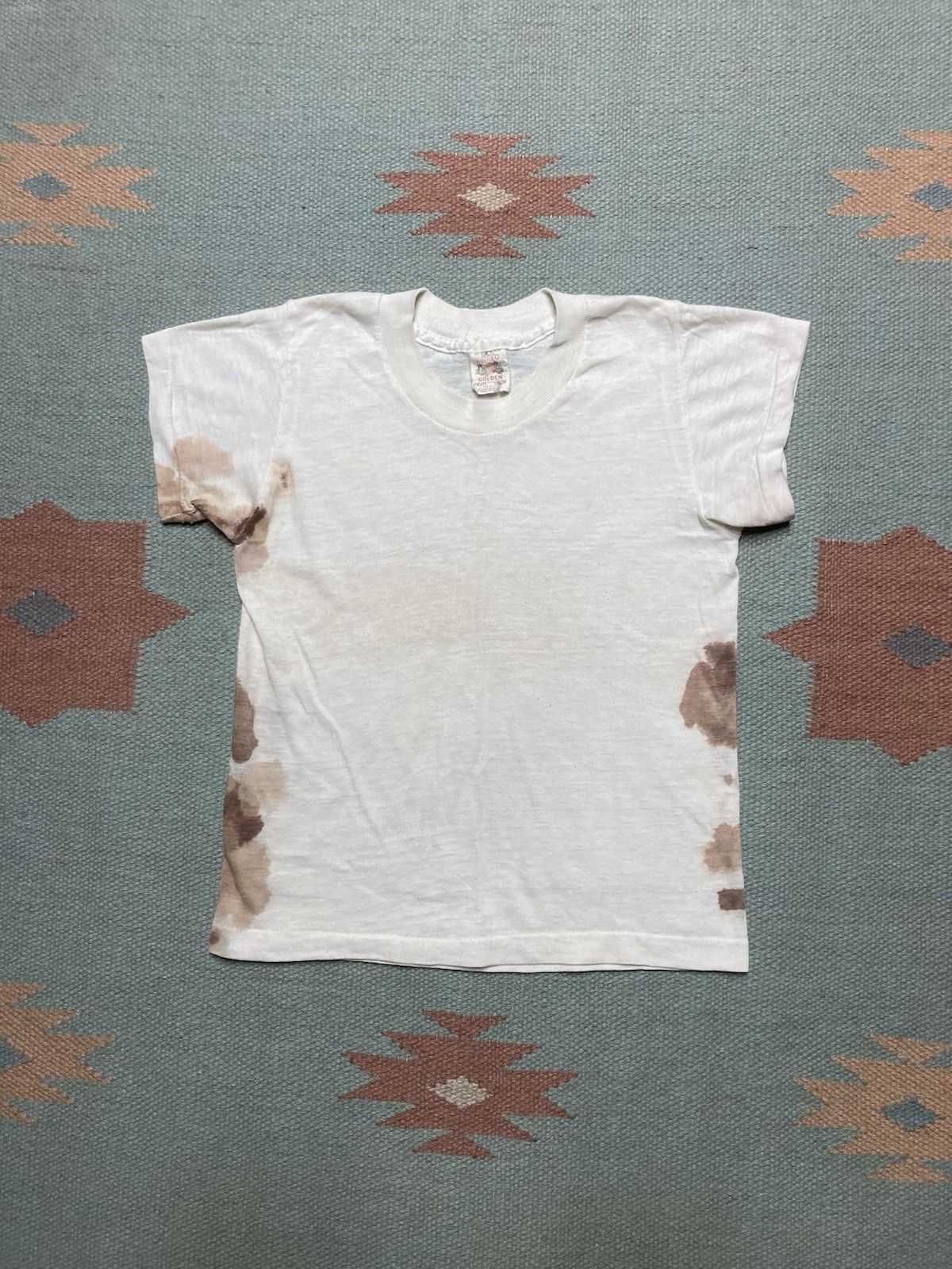 Vintage 70s Blank White T Shirt Fruit Of Loom Boy 10 Womens Baby Tee